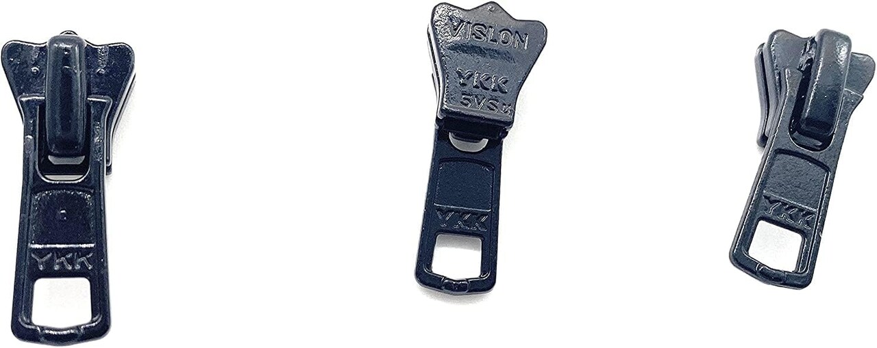 Zipper Repair Kit - #5 YKK Vislon Molded Jacket Black Zipper Sliders - Color: Black - Choose Your Quantity - Made in The United States (3)